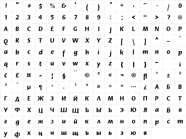 FlowerC Bold  glyph index