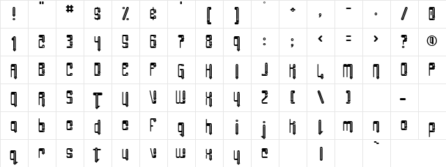 downtownstreet Regular  glyph index