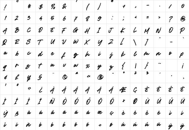 Besteam Regular  glyph index