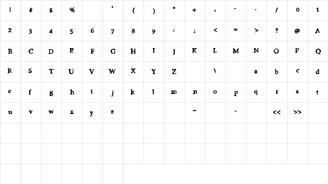 FirstDay Medium  glyph index