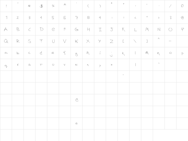 Whatever Hand Regular  glyph index