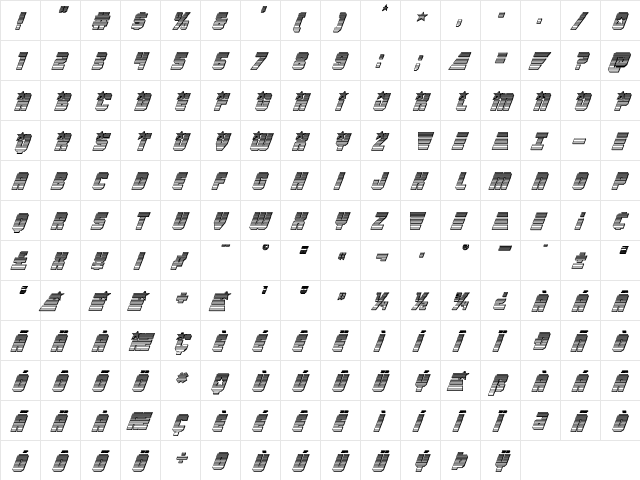 Army Rangers Chrome Italic Italic  glyph index