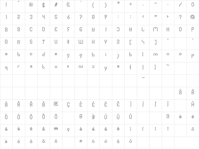 simple font-Hollow Normal  glyph index