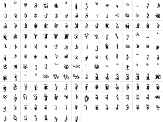 ElliottsTyphpoidMThrDDark Regular  glyph index