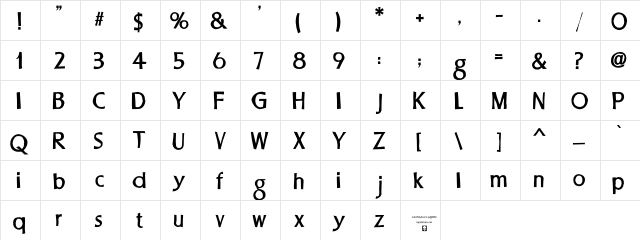 LHF Stevens Percepta Demi Regular  glyph index