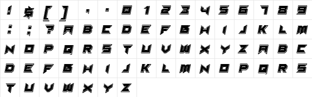 Suggested 3D Filled Italic  glyph index