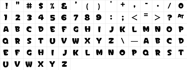 Sign Painter's Gothic JL Regular  glyph index