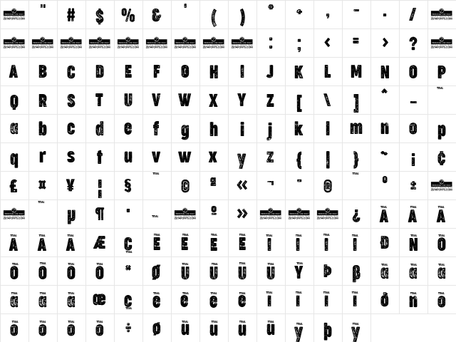 Cocogoose Compressed Trial Letterpress  glyph index