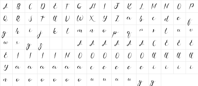 Nice Tune Demo Regular  glyph index