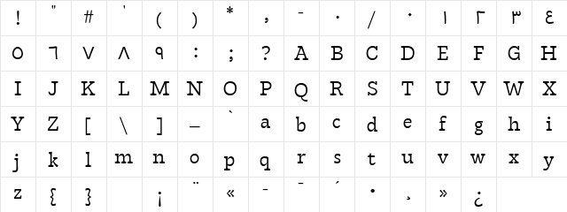 Tarif Arabic Book  glyph index