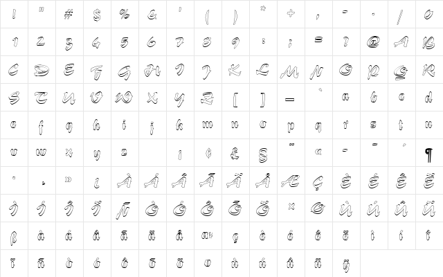 StentorTOu1 Regular  glyph index