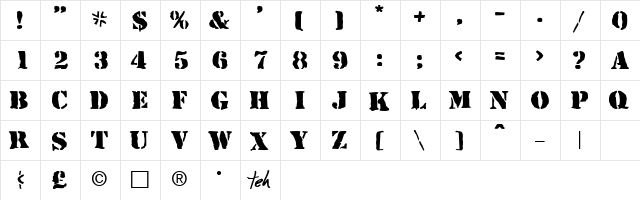 RufCrate Normal  glyph index