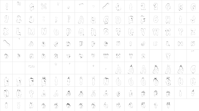 DrippingGooOutline Regular  glyph index