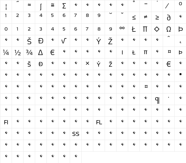 Max-LightSCExpert Regular  glyph index
