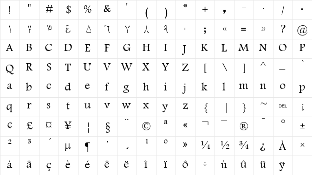 faisal free Regular  glyph index