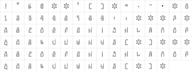 Oddessey 6000 Regular  glyph index
