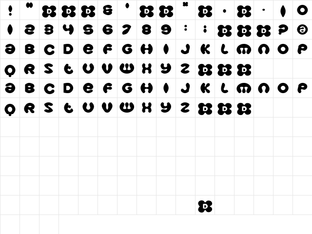 SeventyThree Regular  glyph index