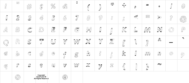 Ripplemere ThinItalic  glyph index