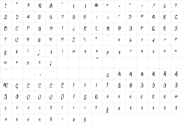 TR Eye Rhyme Regular  glyph index