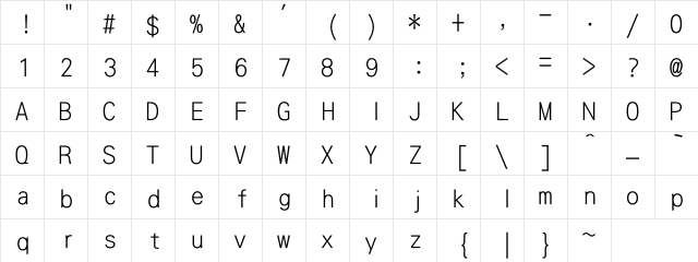 DFLiHeiU-Lt Regular  glyph index