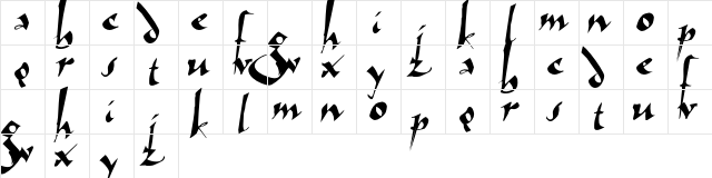 Arthur Regular  glyph index