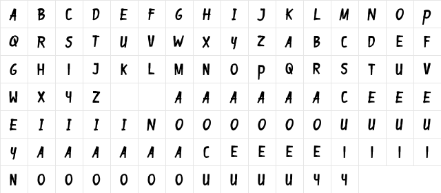 Gapbrooth Demo Regular  glyph index