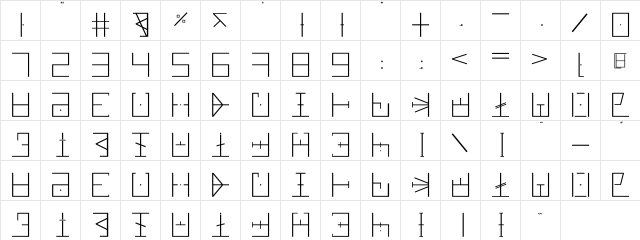 Cyboriez Regular  glyph index