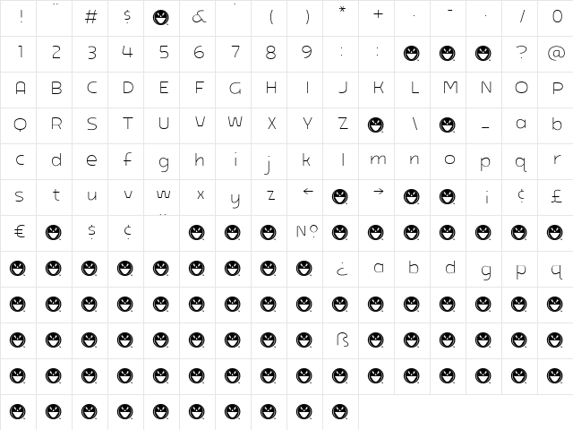 ARB-218 Neon Blunt MAR-50 Bold  glyph index