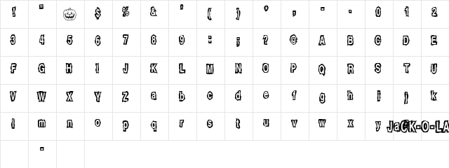 JackOLantern Regular  glyph index
