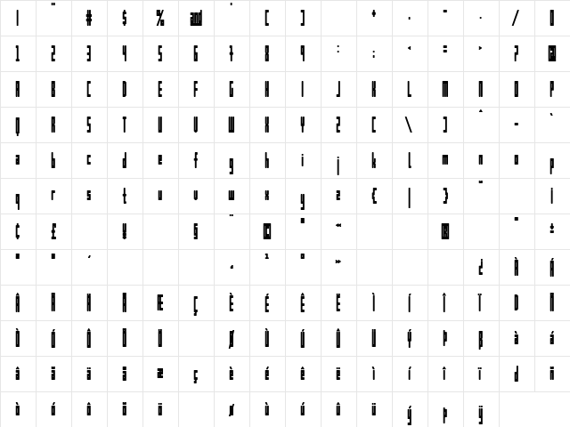 Romeric Regular  glyph index