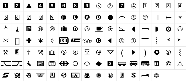 DB Pi One BQ Regular  glyph index