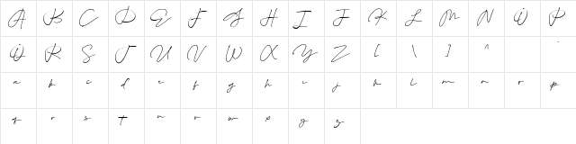 Billy Smith Regular  glyph index
