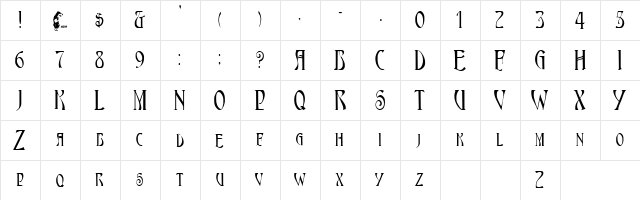 AmbrosiaCap Regular  glyph index