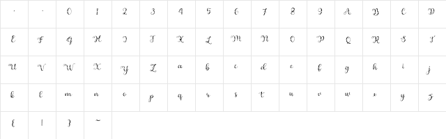 Andrila bonus Regular  glyph index