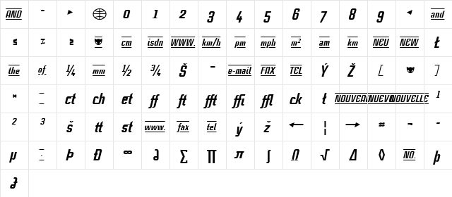 CaseStudyNoOne LT Heavy Italic  glyph index