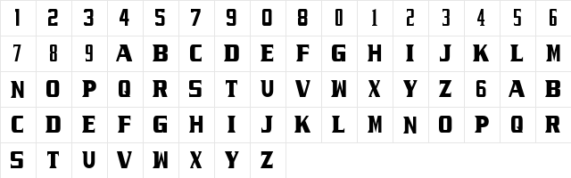 Red Raiders Regular  glyph index