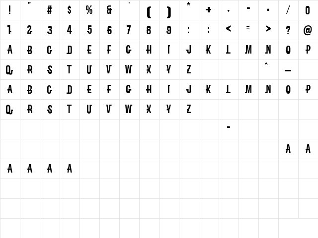 Robinson Regular  glyph index