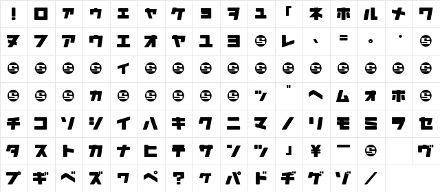Daidoh Remix RoundJka Regular  glyph index