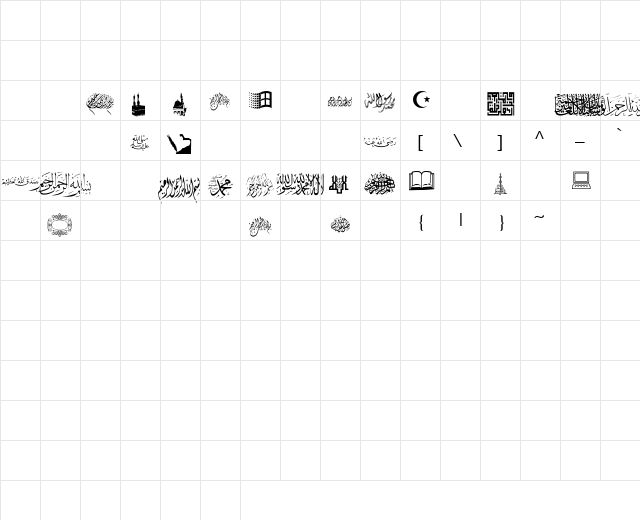 MCS Islamic Art 1 Normal  glyph index