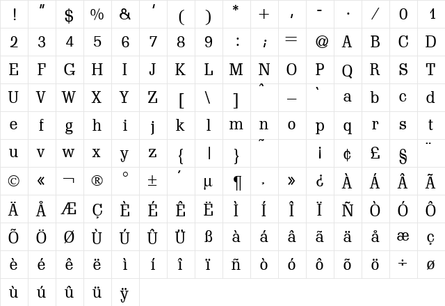 ScoutLightDB Normal  glyph index