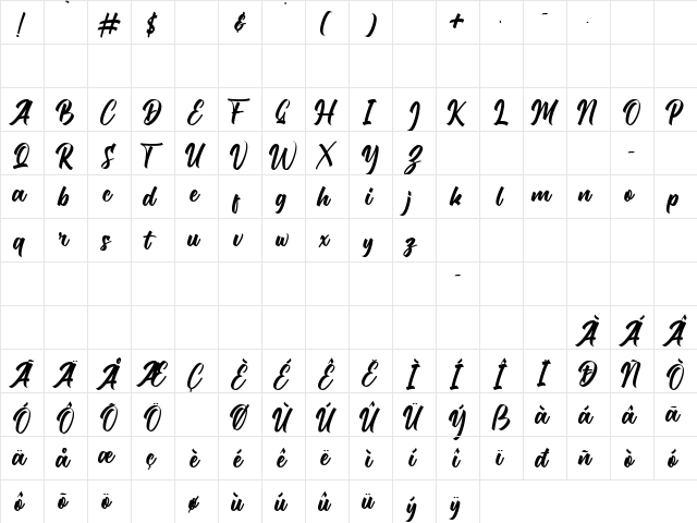 Etalasi Regular  glyph index