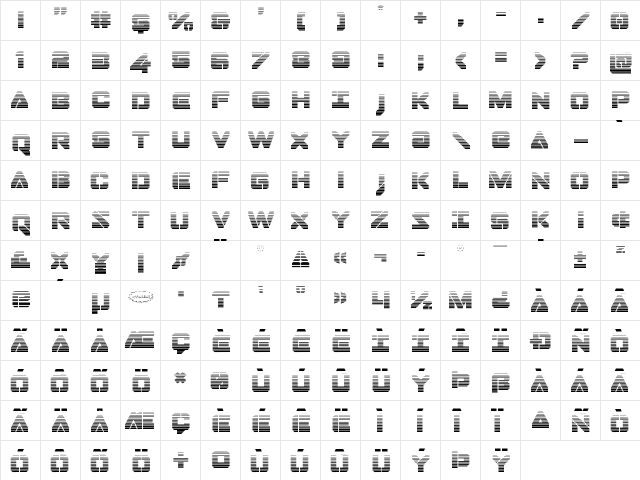 Domino Jack Gradient Regular  glyph index