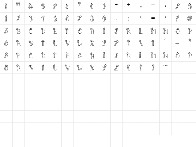 LD Palm Trees Regular  glyph index