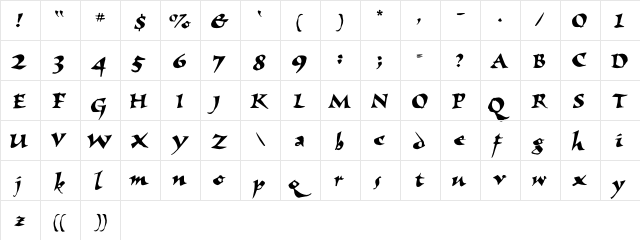 LHF Casablanca Regular  glyph index