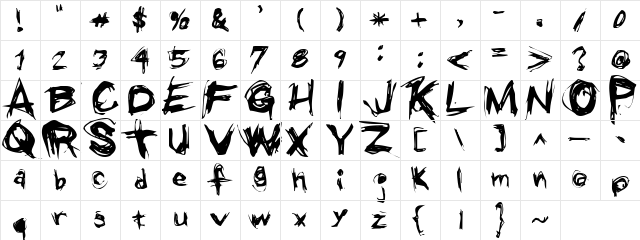 Growls Regular  glyph index