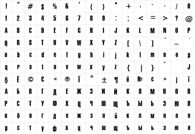 GymnasiaC Normal  glyph index
