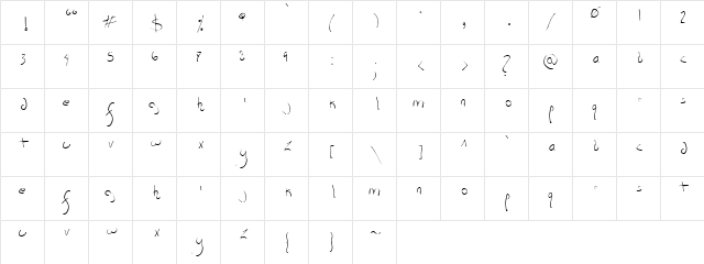 elmico Regular  glyph index