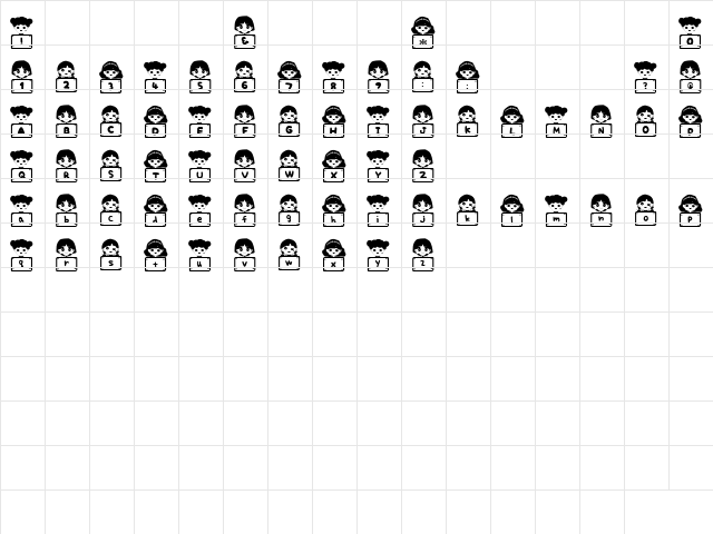 P-girl Regular  glyph index