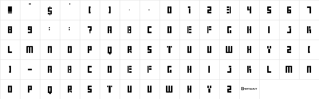 Hangar Regular  glyph index