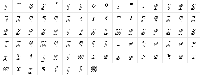 Dymeda Shadow Italic  glyph index